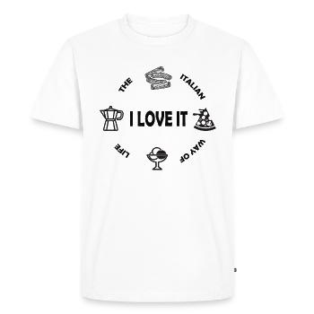 L’Italie, la pizza, les pâtes et la glace. Amour italien - T-shirt Premium bio Homme - blanc - Devant - Nico (187cm)