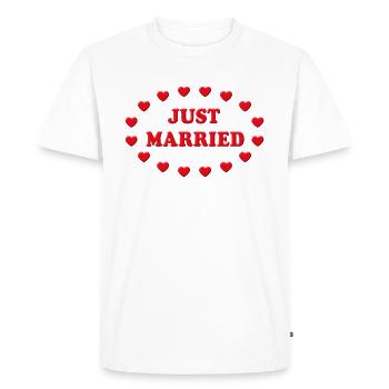 Just Married Coeurs (Mariage / Noce) - T-shirt Premium bio Homme - blanc - Devant - Nico (187cm)