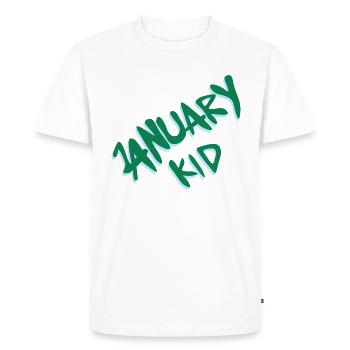 Enfant de janvier - Janvier Kid - Né en janvier - T-shirt Premium bio Homme - blanc - Devant - Nico (187cm)