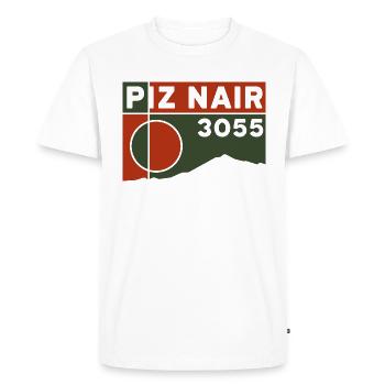 Piz Nair hauteur, Téléphérique, Randonnée, Escalade, Souvenirs - T-shirt Premium bio Homme - blanc - Devant - Nico (187cm)