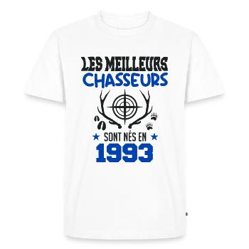 Anniversaire chasseur Née en 1993 - T-shirt Premium bio Homme - blanc - Devant - Nico (187cm)
