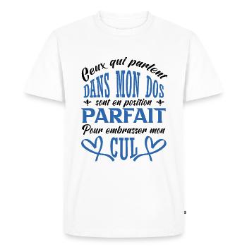 Embrasser mon cul - T-shirt Premium bio Homme - blanc - Devant - Nico (187cm)