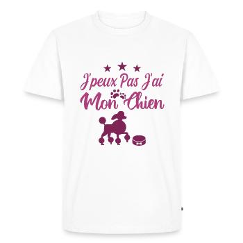 Je peux pas j'ai mon chien - T-shirt Premium bio Homme - blanc - Devant - Nico (187cm)