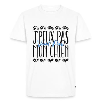 j'peux pas mon chien veut pas - T-shirt Premium bio Homme - blanc - Devant - Nico (187cm)