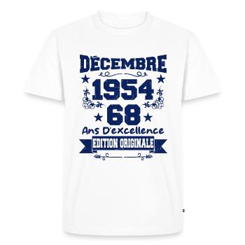 68 ans Vintage, Cadeau Anniversaire Décembre 1954 - T-shirt Premium bio Homme - blanc - Devant - Nico (187cm)