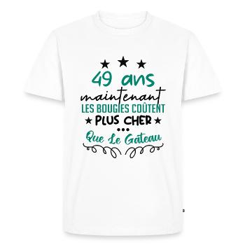 humour anniversaire 49 ans - T-shirt Premium bio Homme - blanc - Devant - Nico (187cm)