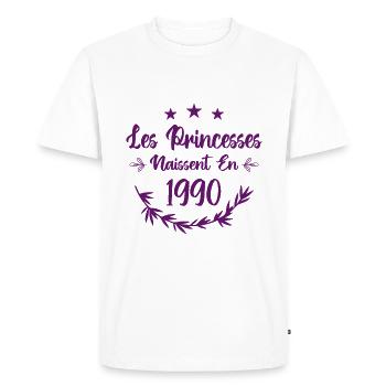 Les princesses naissent en 1990 - T-shirt Premium bio Homme - blanc - Devant - Nico (187cm)