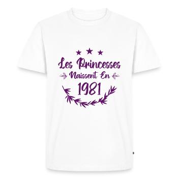 Les princesses naissent en 1981 - T-shirt Premium bio Homme - blanc - Devant - Nico (187cm)