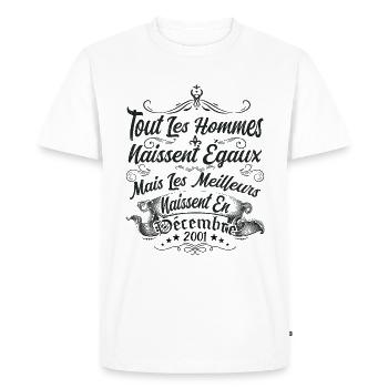 les meilleurs naissent en décembre / Décembre 2001 - T-shirt Premium bio Homme - blanc - Devant - Nico (187cm)