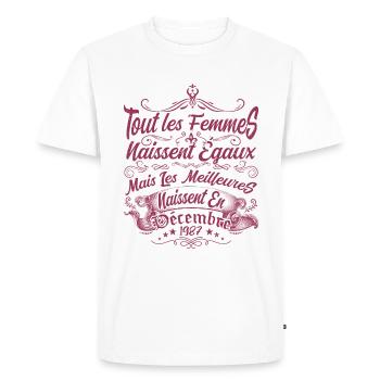 les meilleures naissent en décembre, Décembre 1987 - T-shirt Premium bio Homme - blanc - Devant - Nico (187cm)