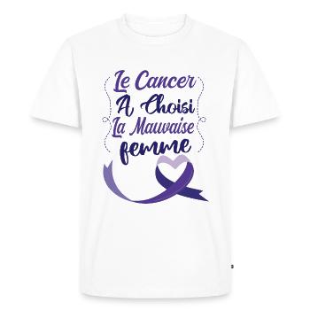Le Cancer A Choisi La Mauvaise Femme, Octobre Rose - T-shirt Premium bio Homme - blanc - Devant - Nico (187cm)