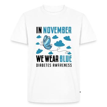 in November we wear blue, diabetes awareness - Men's Premium Organic T-Shirt - white - Front - Nico (187cm)