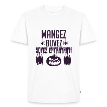Mangez, buvez, soyez effrayant - T-shirt Premium bio Homme - blanc - Devant - Nico (187cm)