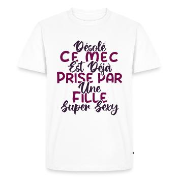Ce mec est déjà pris par une fille super sexy - T-shirt Premium bio Homme - blanc - Devant - Nico (187cm)
