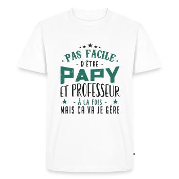 Papy et professeur | cadeau - T-shirt Premium bio Homme - blanc - Devant - Nico (187cm)