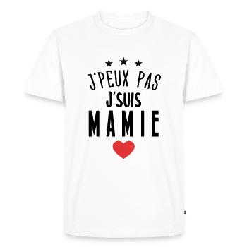 J'peux Pas J'suis Mamie - T-shirt Premium bio Homme - blanc - Devant - Nico (187cm)