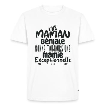 une mamie exeptionnelle - T-shirt Premium bio Homme - blanc - Devant - Nico (187cm)