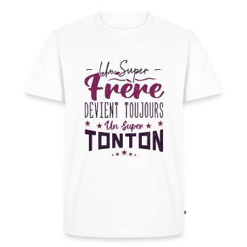 un super frère devient toujours un super tonton - T-shirt Premium bio Homme - blanc - Devant - Nico (187cm)