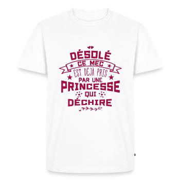 Désolé Ce Mec est déjà pris par une princesse - T-shirt Premium bio Homme - blanc - Devant - Nico (187cm)