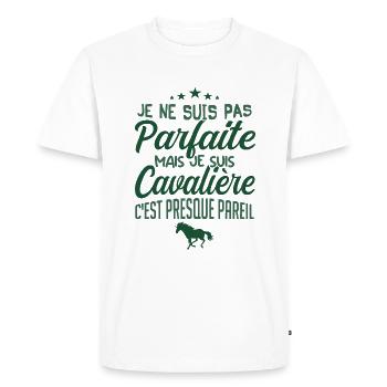 je ne suis pas parfaite mais je suis cavalière - T-shirt Premium bio Homme - blanc - Devant - Nico (187cm)