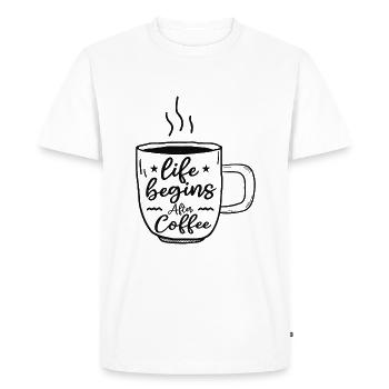 life begins after coffee - T-shirt Premium bio Homme - blanc - Devant - Nico (187cm)
