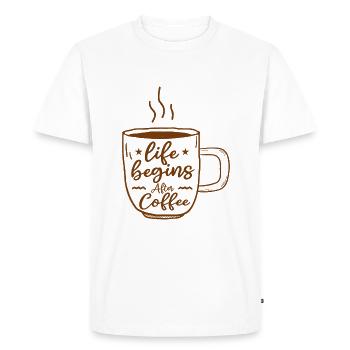 life begins after coffee - T-shirt Premium bio Homme - blanc - Devant - Nico (187cm)