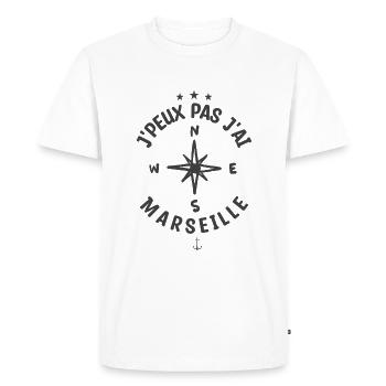 J'peux pas j'ai Marseille | cadeau - T-shirt Premium bio Homme - blanc - Devant - Nico (187cm)