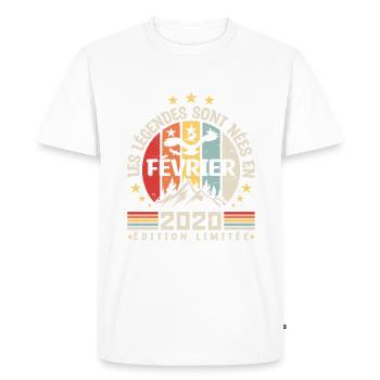les légendes sont née en Février 2020 - T-shirt Premium bio Homme - blanc - Devant - Nico (187cm)