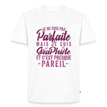 Je Ne Suis Pas Parfaite Mais Je Suis Graphiste - T-shirt Premium bio Homme - blanc - Devant - Nico (187cm)