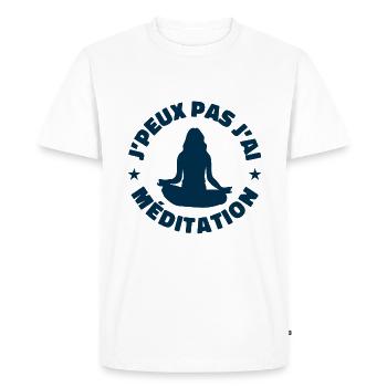 j'peux pas j'ai méditation - T-shirt Premium bio Homme - blanc - Devant - Nico (187cm)
