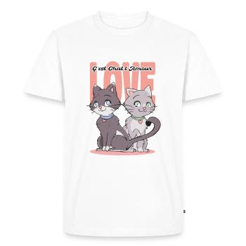 C'est Chat L'amour - T-shirt Premium bio Homme - blanc - Devant - Nico (187cm)