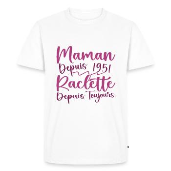 Maman depuis 1951 Raclette depuis toujours, Cadeau - T-shirt Premium bio Homme - blanc - Devant - Nico (187cm)