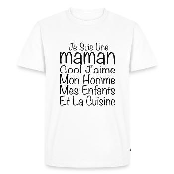 Maman Cool J'aime Mon Homme Et La Cuisine - T-shirt Premium bio Homme - blanc - Devant - Nico (187cm)