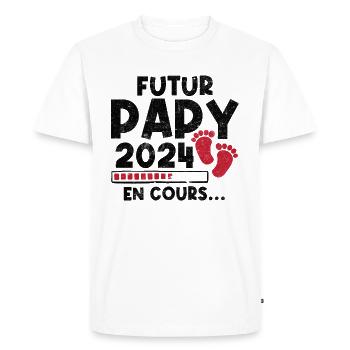 Futur Papy 2024 En Cours - T-shirt Premium bio Homme - blanc - Devant - Nico (187cm)