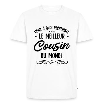 Le Meilleur Cousin Du Monde Anniversaire Cousin - T-shirt Premium bio Homme - blanc - Devant - Nico (187cm)