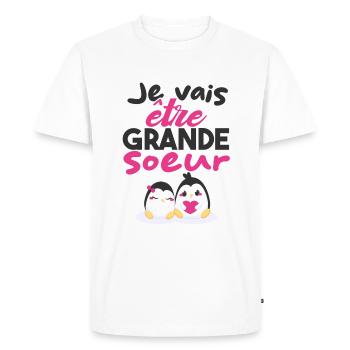Future Grande Sœur | Annonce Grande Soeur Cadeau - T-shirt Premium bio Homme - blanc - Devant - Nico (187cm)