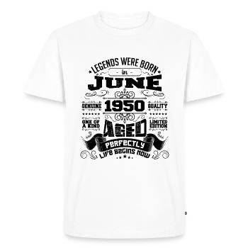 1950 Juin Anniversaire 1950 Juin | né en June 1950 - T-shirt Premium bio Homme - blanc - Devant - Nico (187cm)