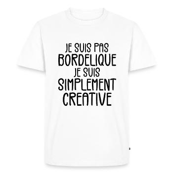 Je suis pas bordélique je suis simplement créative - T-shirt Premium bio Homme - blanc - Devant - Nico (187cm)