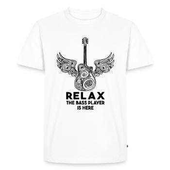 Relax The Bass Player Is Here Guitare Cadeau - T-shirt Premium bio Homme - blanc - Devant - Nico (187cm)