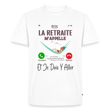 Retraité Femme Humour La Retraite M'appelle Cadeau - T-shirt Premium bio Homme - blanc - Devant - Nico (187cm)