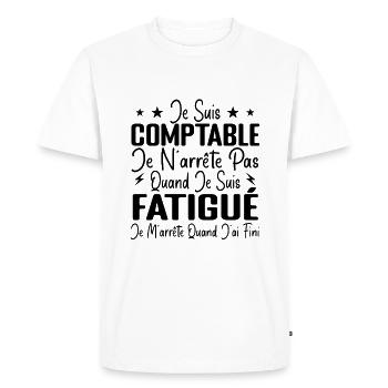 Humour Comptable Cadeau Comptable Motivation - T-shirt Premium bio Homme - blanc - Devant - Nico (187cm)