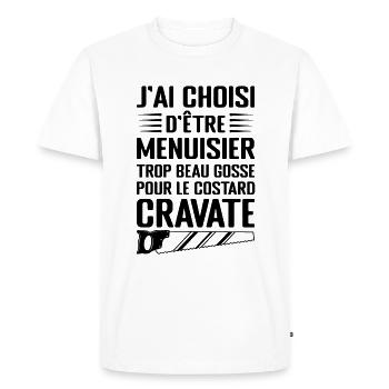 Humour Menuisier Atelier de Menuiserie - T-shirt Premium bio Homme - blanc - Devant - Nico (187cm)