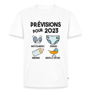 Prévisions pour 2023 Humour Futur Papa pour 2023 - T-shirt Premium bio Homme - blanc - Devant - Nico (187cm)