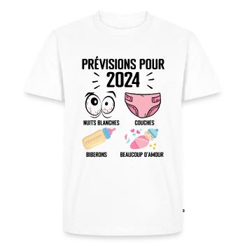 Prévisions pour 2024 Humour Futur Papa pour 2024 - T-shirt Premium bio Homme - blanc - Devant - Nico (187cm)