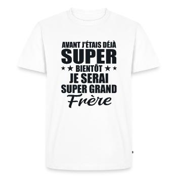 Je Serai Super Grand Frère Garçons - T-shirt Premium bio Homme - blanc - Devant - Nico (187cm)