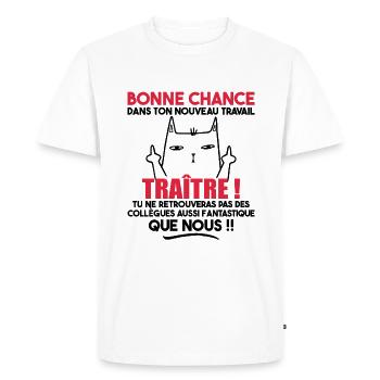 Départ Collègue Collègues Cadeau Traître Chat - T-shirt Premium bio Homme - blanc - Devant - Nico (187cm)