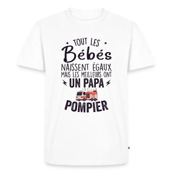Bébés égaux meilleurs ont un papa pompier - T-shirt Premium bio Homme - blanc - Devant - Nico (187cm)