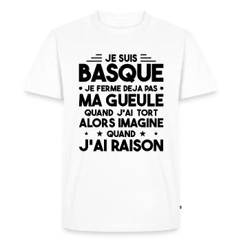 Je Suis Basque - Je Ferme Pas Ma Gueule - T-shirt Premium bio Homme - blanc - Devant - Nico (187cm)