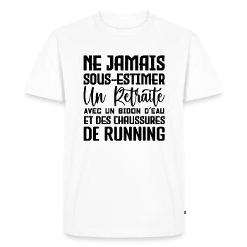Humour Course à Pied Retraite - T-shirt Premium bio Homme - blanc - Devant - Nico (187cm)