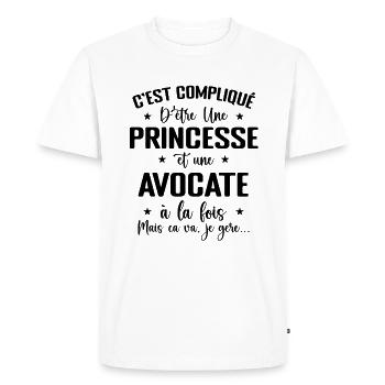 C'est Compliqué D'être Princesse Et Avocate - T-shirt Premium bio Homme - blanc - Devant - Nico (187cm)